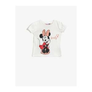 Koton Baby Girl EKRU Mickey Mouse T-Shirt Cotton Licensed