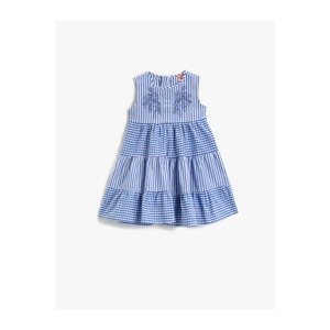 Koton Baby Girl BLUE STRIPED Embroidered Dress Striped Cotton
