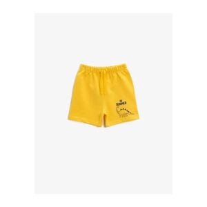 Koton Baby Boy Yellow Tie Waist Printed Cotton Shorts