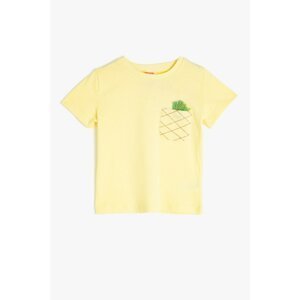 Koton Baby Girl Yellow Yellow Short Sleeve Crew Neck Pocket Detailed T-Shirt