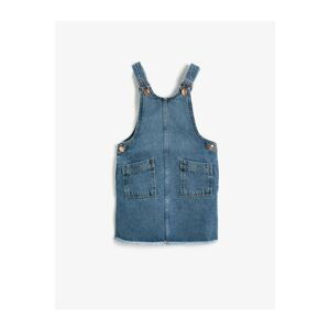 Koton Girl Blue Pocket Jean Dress With Cotton Strap