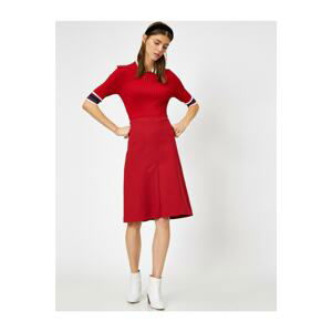 Koton Women's RED Skirtly Yours Styled By Melis Agazat - Belted Slit Skirt