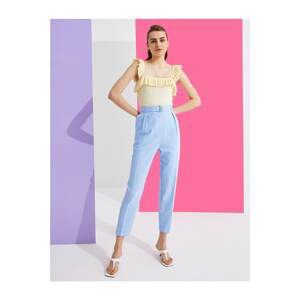 Koton Women's BLUE High Waist Trousers With Belt