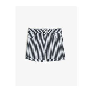 Koton Girl Navy Blue Striped Normal Waist Shorts