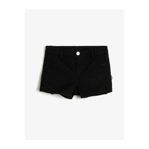 Koton Girls Black Lace Detailed Shorts