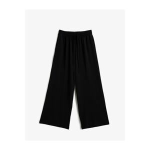 Koton Women's BLACK Wide Leg Pants with Waist Tie