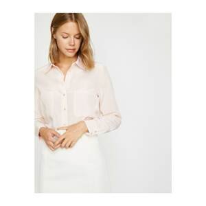 Koton Women's Pink Classic Collar Long Sleeve Shirt
