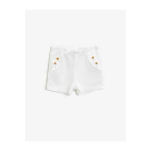 Koton Baby Girl Ecru Girl Ecru Ornamental Button Frilly Shorts