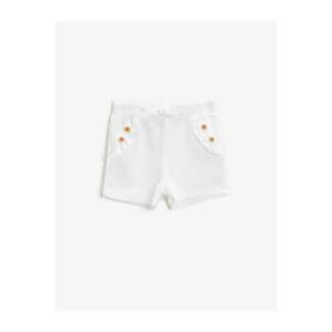 Koton Baby Girl Ecru Girl Ecru Ornamental Button Frilly Shorts