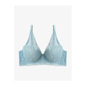 Koton Women's Blue Lace Soft Bra