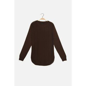 Trendyol Dark Brown Men's Crew Neck Slim Fit Knitwear Sweater