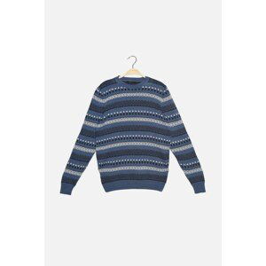 Trendyol Navy Blue Men's Crew Neck Slim Fit Knitwear Sweater