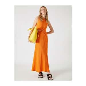 Koton Women's Orange Corduroy Dress Window Detail Cotton