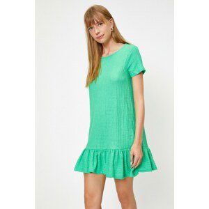 Koton Women's Green Crew Neck Short Sleeve Short Dress