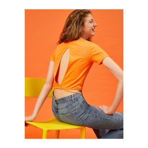 Koton Women's ORANGE Back Detailed T-shirt with Waist Tie