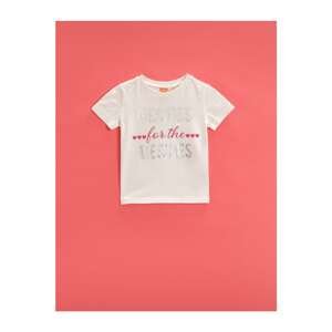 Koton Baby Girl EKRU Written Printed T-Shirt Cotton