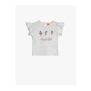 Koton Baby Girl White Girl White Embroidered T-shirt
