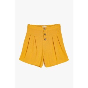 Koton Yellow Girls' Button Detailed Shorts