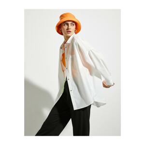 Koton Women's Oversize Shirt Button Detailed