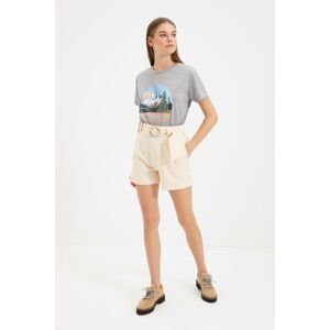 Trendyol Beige Belted Shorts & Bermuda