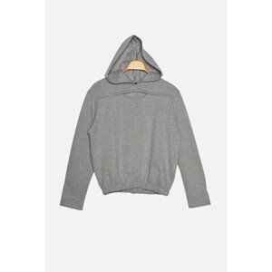 Trendyol Gray Hooded and Raised Basic Knitted Sweatshirt