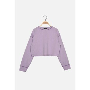 Trendyol Lilac Bedspread Stitched Crop Knitted Slim Sweatshirt