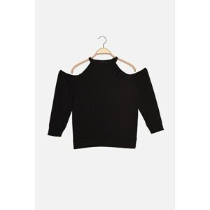 Trendyol Black Cut Out Cut Out Detailed Basic Knitted Slim Sweatshirt