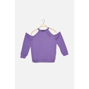 Trendyol Purple Cut Out Cut Out Detailed Basic Knitted Thin Sweatshirt
