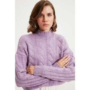 Trendyol Lilac Knit Detailed Stand Up Collar Knitwear Sweater