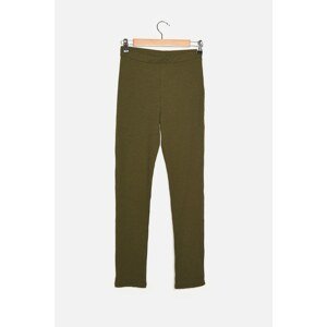 Trendyol Khaki Straigt Fit Ribbed Knitted Trousers