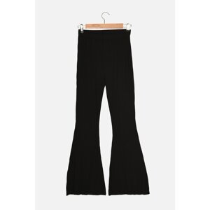 Trendyol Black Ribbed Flare Knitted Trousers