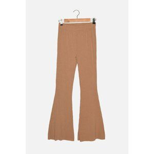 Trendyol Camel Ribbed Flare Knitted Trousers