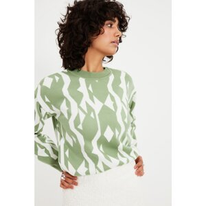 Trendyol Mint Crew Neck Jacquard Knitwear Sweater