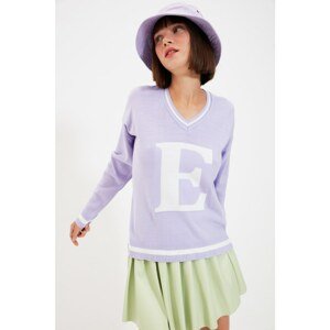 Trendyol Lilac Jacquard Knitwear Sweater