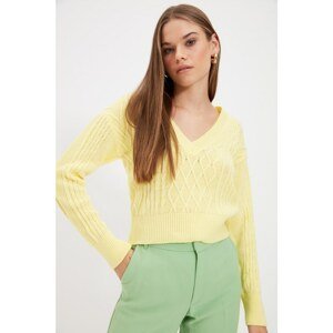 Trendyol Yellow V-Neck Knitwear Sweater
