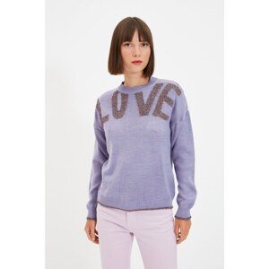 Trendyol Lilac Shimmer Detailed Jacquard Knitwear Sweater