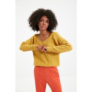 Trendyol Mustard V Neck Knitwear Sweater