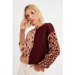 Trendyol Camel Crew Neck Jacquard Knitwear Sweater