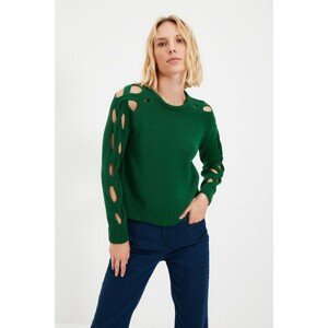 Trendyol Emerald Green Sleeve Detailed Knitwear Sweater