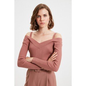 Trendyol Dried Rose Carmen Collar Knitwear Sweater