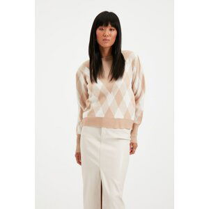 Trendyol Beige Jacquard Knitwear Sweater