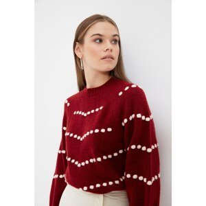 Trendyol Claret Red Knitted Detailed Knitwear Sweater