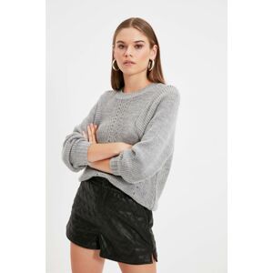 Trendyol Gray Knitted Detailed Knitwear Sweater