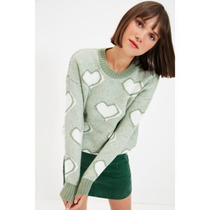 Trendyol Mint Heart Jacquard Knitwear Sweater