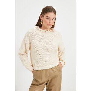 Trendyol Ecru Collar Flywheel Knitwear Sweater