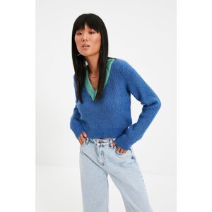 Trendyol Blue V Neck Knitwear Sweater