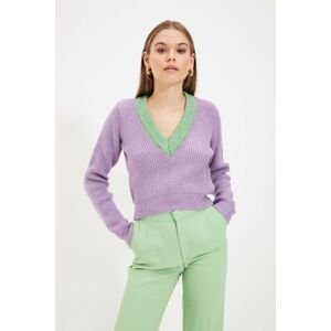 Trendyol Lilac V Neck Knitwear Sweater