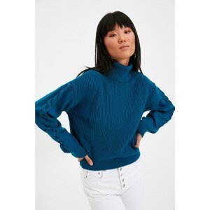 Trendyol Petrol Sleeve Detailed Knitwear Sweater