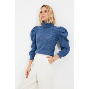 Trendyol Blue Sleeve Pleated Knitwear Sweater
