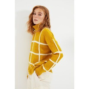 Trendyol Yellow Grid Jacquard Knitwear Sweater